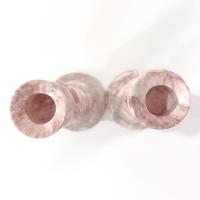 Vintage Pink and White Onyx Marble Carved Candle Stick Holders, Set of Two, Taper Candlestick Holders