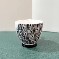 Vintage Black and White Peacock Mug, Large 16 Ounce Coffee Tea Mug