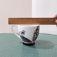 Vintage Black and White Peacock Mug, Large 16 Ounce Coffee Tea Mug