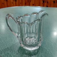 Antique Pressed Glass Creamer Pitcher, UV Reactive Manganese Glass