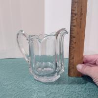 Antique Pressed Glass Creamer Pitcher, UV Reactive Manganese Glass
