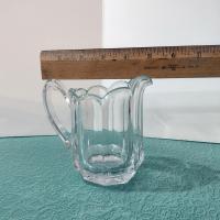 Antique Pressed Glass Creamer Pitcher, UV Reactive Manganese Glass