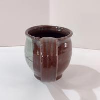 Vintage Hand Crafted Brown and Green Happy Pig Ceramic Mug, Pig Lover Farmer Gift