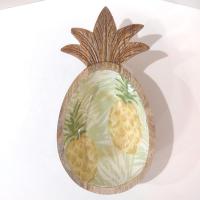 Vintage Wooden Pineapple Serving Bowl, Mango Wood Pineapple Shaped Fruit Centerpiece Bowl