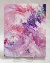 Pink Swirl Abstract Original Acrylic Pour Painting, 8" x 10", Fluid Art Painting