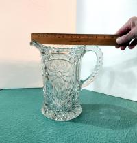 Vintage Clear Pressed Glass Pitcher, Imperial Glass Mayflower 678 Pattern Design, Large 48 Ounce Capacity Pitcher