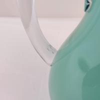 Vintage Blue and Green Cased Blown Glass Pitcher / Vase