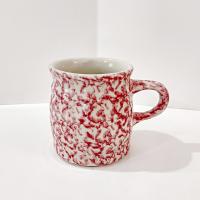 Vintage Pink Spongeware Ceramic Coffee Tea Mug, Workshops of Gerald E Henn Pottery, Roseville Spongeware Pottery
