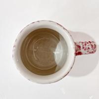 Vintage Pink Spongeware Ceramic Coffee Tea Mug, Workshops of Gerald E Henn Pottery, Roseville Spongeware Pottery