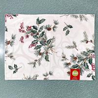 Vintage NEW Food Network Holiday Reversable Placemats, Set of 6, Holly Berry and Pinecone Design, Christmas Winter Table Decor