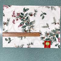 Vintage NEW Food Network Holiday Reversable Placemats, Set of 6, Holly Berry and Pinecone Design, Christmas Winter Table Decor