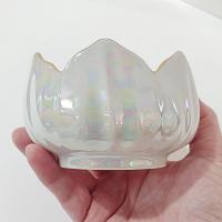 Vintage White Iridescent Lusterware Flower Petal Bowl