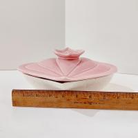 Vintage California Pottery USA Pink Onion Covered Serving Dish