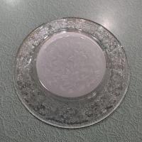 Vintage Princess House Fantasia Dinner Plates, Set of Two, Clear and Frosted Glass Plates with Poinsettia Floral Design