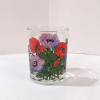 Vintage Georges Briard Anemone Poppies Rocks Glass, Floral Poppy Lowball Glass
