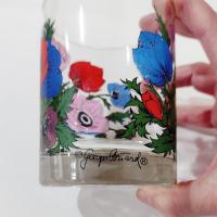 Vintage Georges Briard Anemone Poppies Rocks Glass, Floral Poppy Lowball Glass