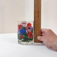 Vintage Georges Briard Anemone Poppies Rocks Glass, Floral Poppy Lowball Glass
