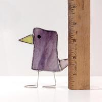 Stained Glass Standing Bird, Funky Glass Bird, Purple and Pink Bird Suncatcher, Mother's Day Gift