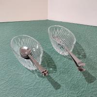 Vintage Princess House Royal Highlights Crystal Silverware Holders, Set of Two, Buffet Silverware Serving