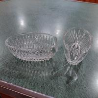 Vintage Princess House Royal Highlights Crystal Silverware Holders, Set of Two, Buffet Silverware Serving