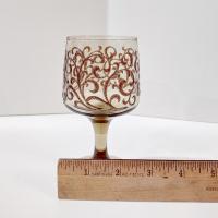 Vintage Libbey Prado Tawny Brown Scroll Wine Glasses, Set of Four