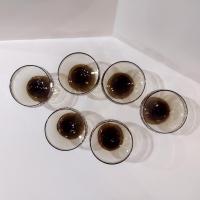 Vintage Libbey Prado Tawny Brown Scroll Champagne Sherbet Glasses, Set of Six, 1970's Glassware, Footed Dessert Cups