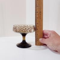 Vintage Libbey Prado Tawny Brown Scroll Champagne Sherbet Glasses, Set of Six, 1970's Glassware, Footed Dessert Cups