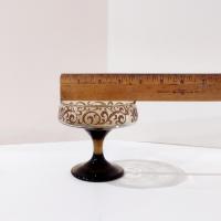 Vintage Libbey Prado Tawny Brown Scroll Champagne Sherbet Glasses, Set of Six, 1970's Glassware, Footed Dessert Cups