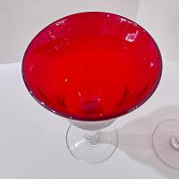 Vintage Hand Blown Red and Purple Bubble Glass Wine Water Goblets, Set of 2