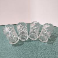 Vintage Anchor Hocking Prescut Clear 8 Ounce Flat Tumblers, Set of 4, Flared Oatmeal Drinking Glasses