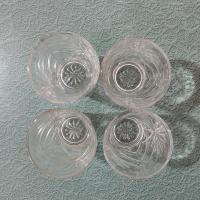Vintage Anchor Hocking Prescut Clear 8 Ounce Flat Tumblers, Set of 4, Flared Oatmeal Drinking Glasses