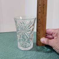 Vintage Anchor Hocking Prescut Clear 8 Ounce Flat Tumblers, Set of 4, Flared Oatmeal Drinking Glasses