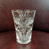 Vintage Anchor Hocking Prescut Clear 8 Ounce Flat Tumblers, Set of 4, Flared Oatmeal Drinking Glasses