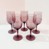 Vintage Amethyst Purple Wine Glasses, Set of 5, Vintage Barware