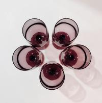 Vintage Amethyst Purple Wine Glasses, Set of 5, Vintage Barware
