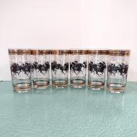 Vintage New York and New Jersey Race Track Horse Racing Form Highball Glasses, Set of 6, 