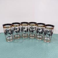 Vintage New York and New Jersey Race Track Horse Racing Form Highball Glasses, Set of 6, 