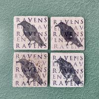 Vintage Baltimore Ravens Stone and Cork Coasters, Set of Four