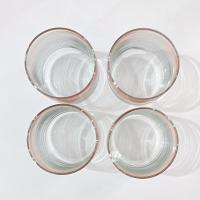 Vintage Anchor Hocking Rainbow Striped Lowball Rocks Juice Glasses, Set of 4