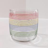 Vintage Anchor Hocking Rainbow Striped Lowball Rocks Juice Glasses, Set of 4