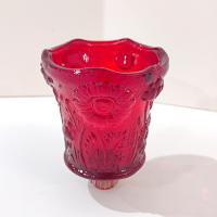 Vintage Home Interiors Ruby Red Daisy Votive Cup Sconce Candle Holder, Homeco Glass Flower Pegged Votive Cup