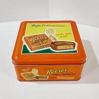 Vintage 1997 Reese's Peanutritious Square Metal Tin Storage Container, Hershey's Millennium Series Canister #3, Reeses Peanut Butter Cup Tin