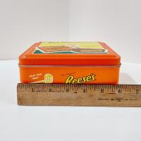 Vintage 1997 Reese's Peanutritious Square Metal Tin Storage Container, Hershey's Millennium Series Canister #3, Reeses Peanut Butter Cup Tin
