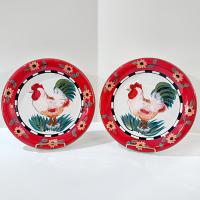 Vintage 222 Fifth Sunflower Rooster Large Ceramic Dinner Plate