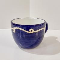 Vintage Blue Nautical Rope Boat Captain Sailor Ceramic Coffee Tea Oversized Mug, KIG Brushes Hand Painted Mug