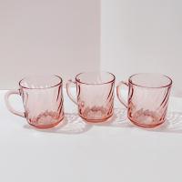 Vintage Arcoroc France Rosaline Pink Swirl Optic Glass Mugs, Set of Three