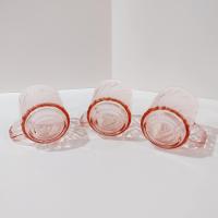 Vintage Arcoroc France Rosaline Pink Swirl Optic Glass Mugs, Set of Three