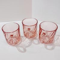 Vintage Arcoroc France Rosaline Pink Swirl Optic Glass Mugs, Set of Three