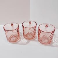 Vintage Arcoroc France Rosaline Pink Swirl Optic Glass Mugs, Set of Three