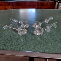 Vintage Blown and Cut Glass Roses, Set of Four